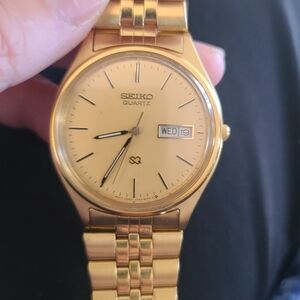 Parts Rare Luxury Presidential Vintage Seiko Quartz Gold Tone Men's Watch 976350